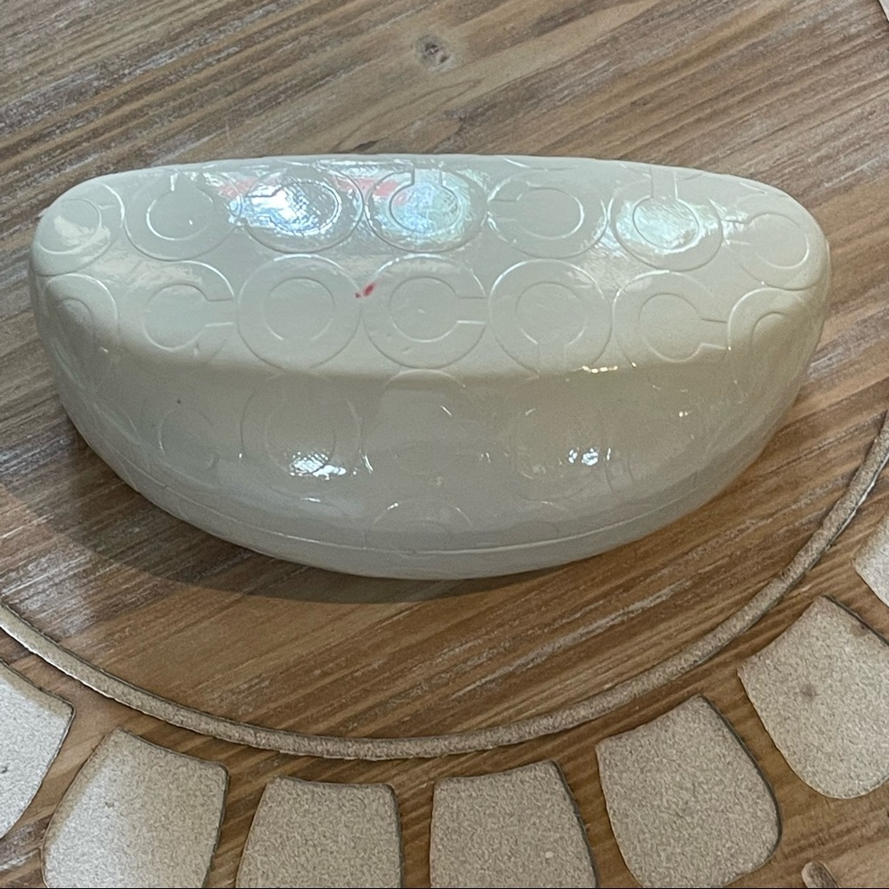 Coach Large Glossy White C” Embossed Sunglasses Case